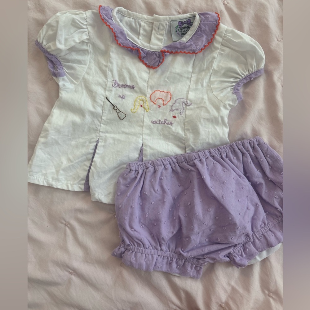 Purple Pearl Smocks “Brooms up Witches” bloomed set